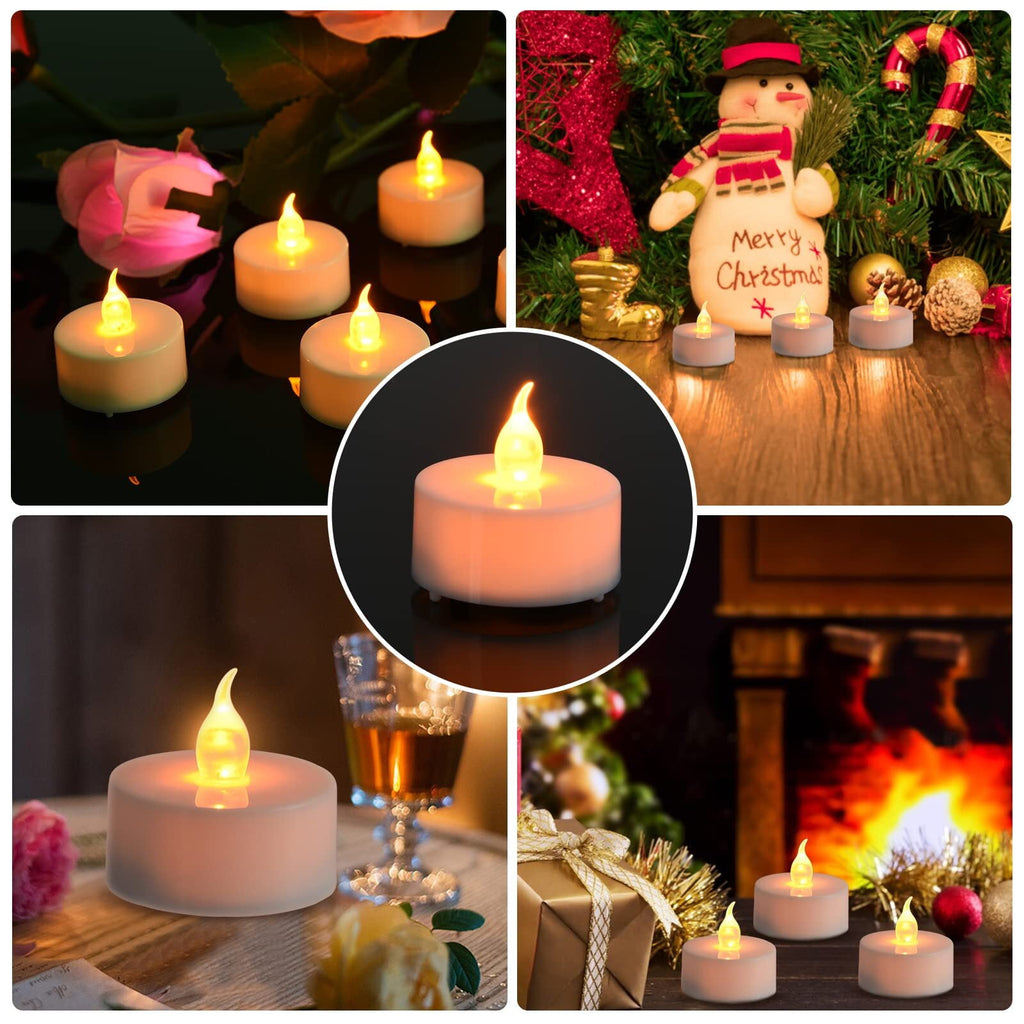 24PCS LED Tealight Candles with Remote Timer, Battery Operated Flameless Tea Light Candles, Fake Flickering Votive Candles for Home Centerpiece Table, Anniversary, Party, Halloween, Ramadan Decor