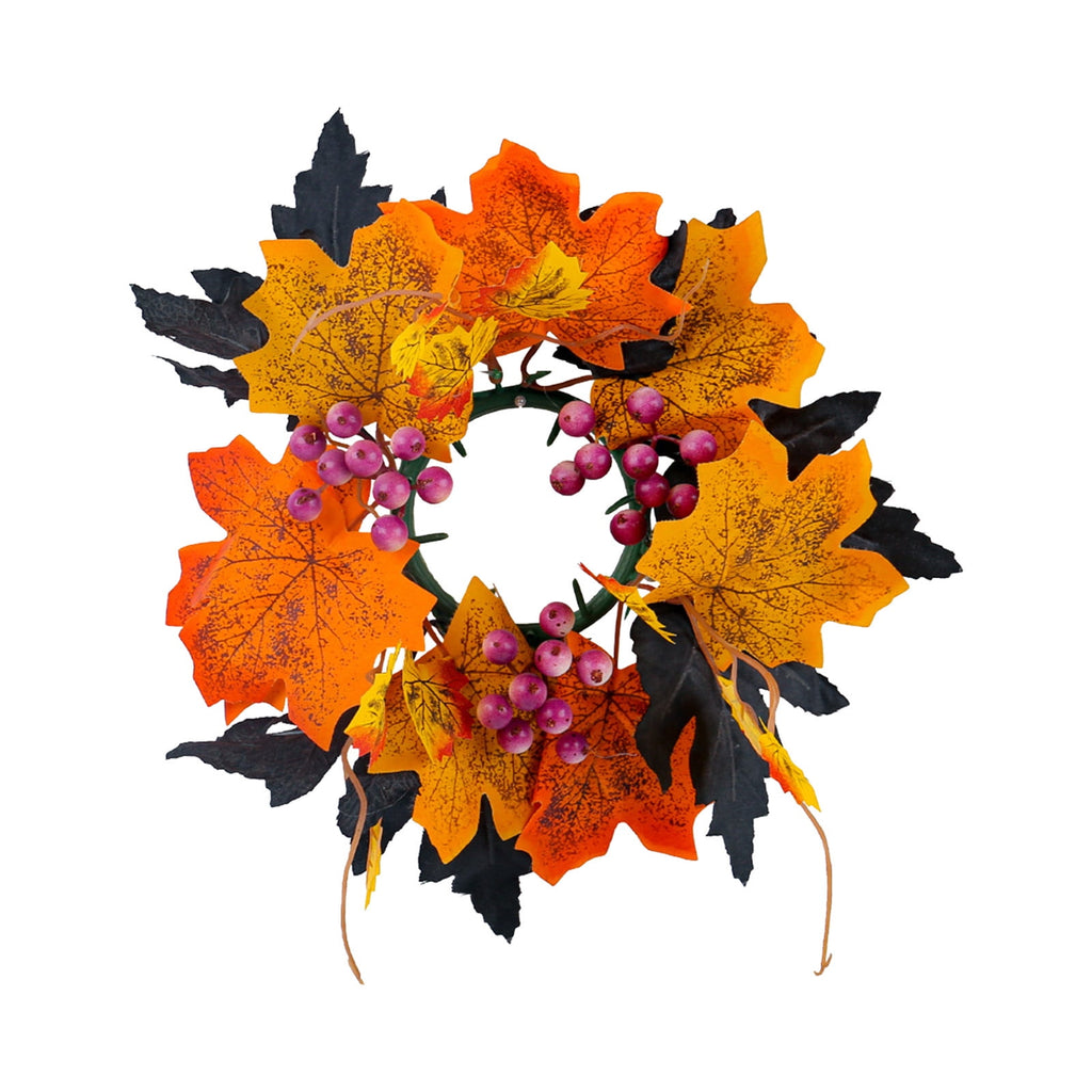 sruoe Halloween Decor, Artificial Wreaths, Halloween Decoration Outdoor, Fall Wreaths, Indoor Halloween Decoration, Halloween Candle Wreath Maple Leaf Decorative