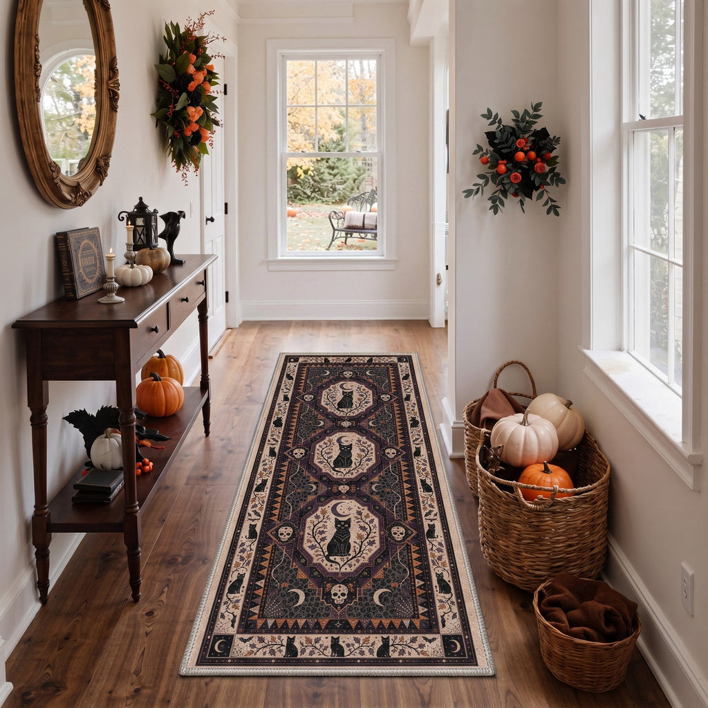 KUETH 3'x5' Halloween Machine Washable Area Rug, Non-Slip Rugs for Living Room, Bedroom and Dining Room, Orange