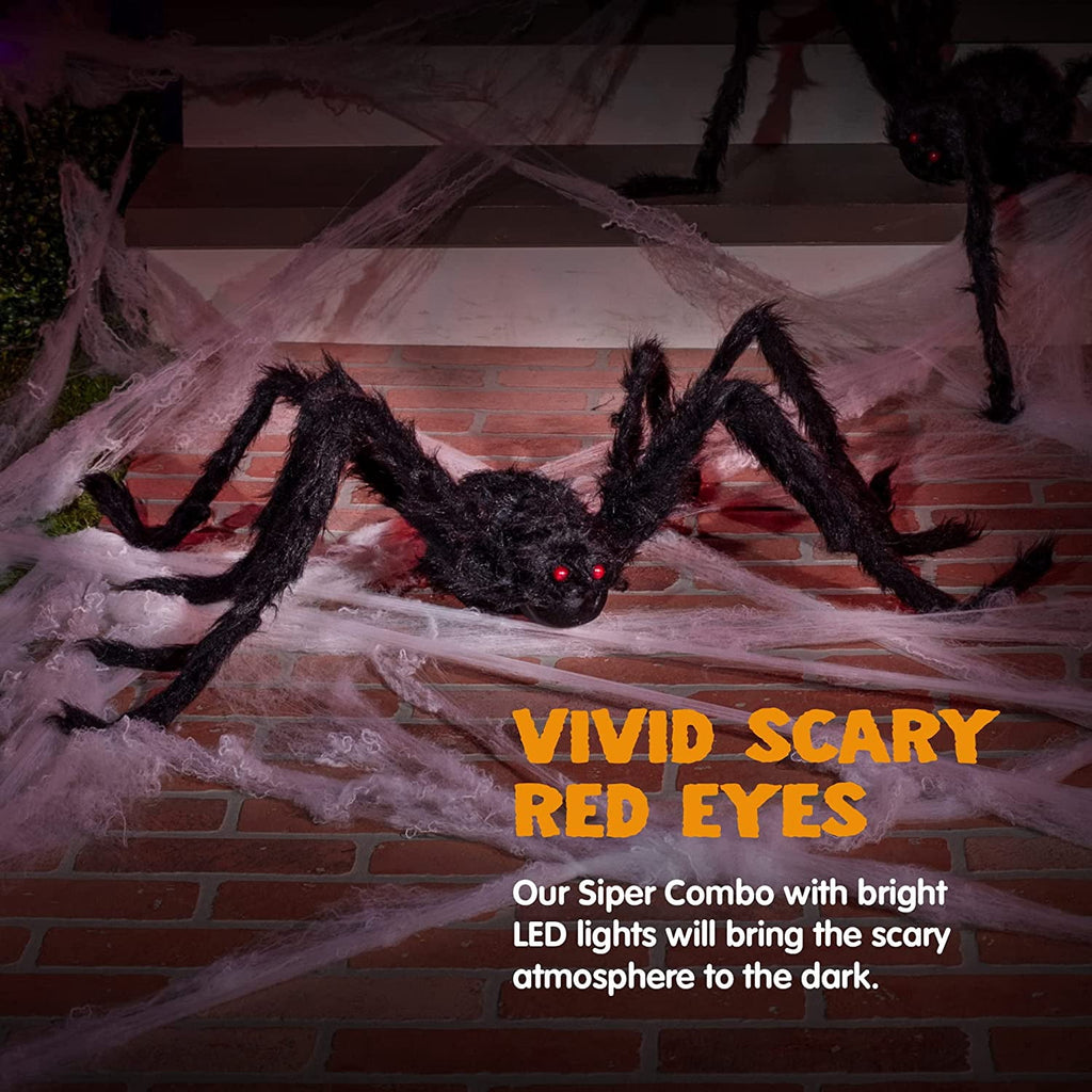 Ayieyill 79 In Giant Spider Halloween Decorations Outdoor, Scary Large Spider for Halloween Yard Decorations, Haunted House Props, 1pc