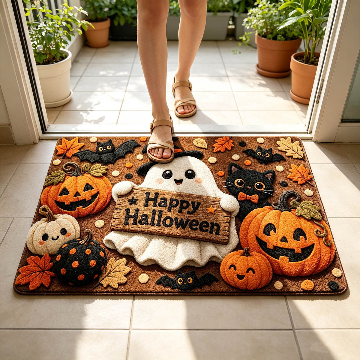 Halloween Kitchen Mat Halloween Printed Carpet Non-slip Entry Door Entry Mat Absorbent Bathroom Kitchen Entryway Mat 40*60cm