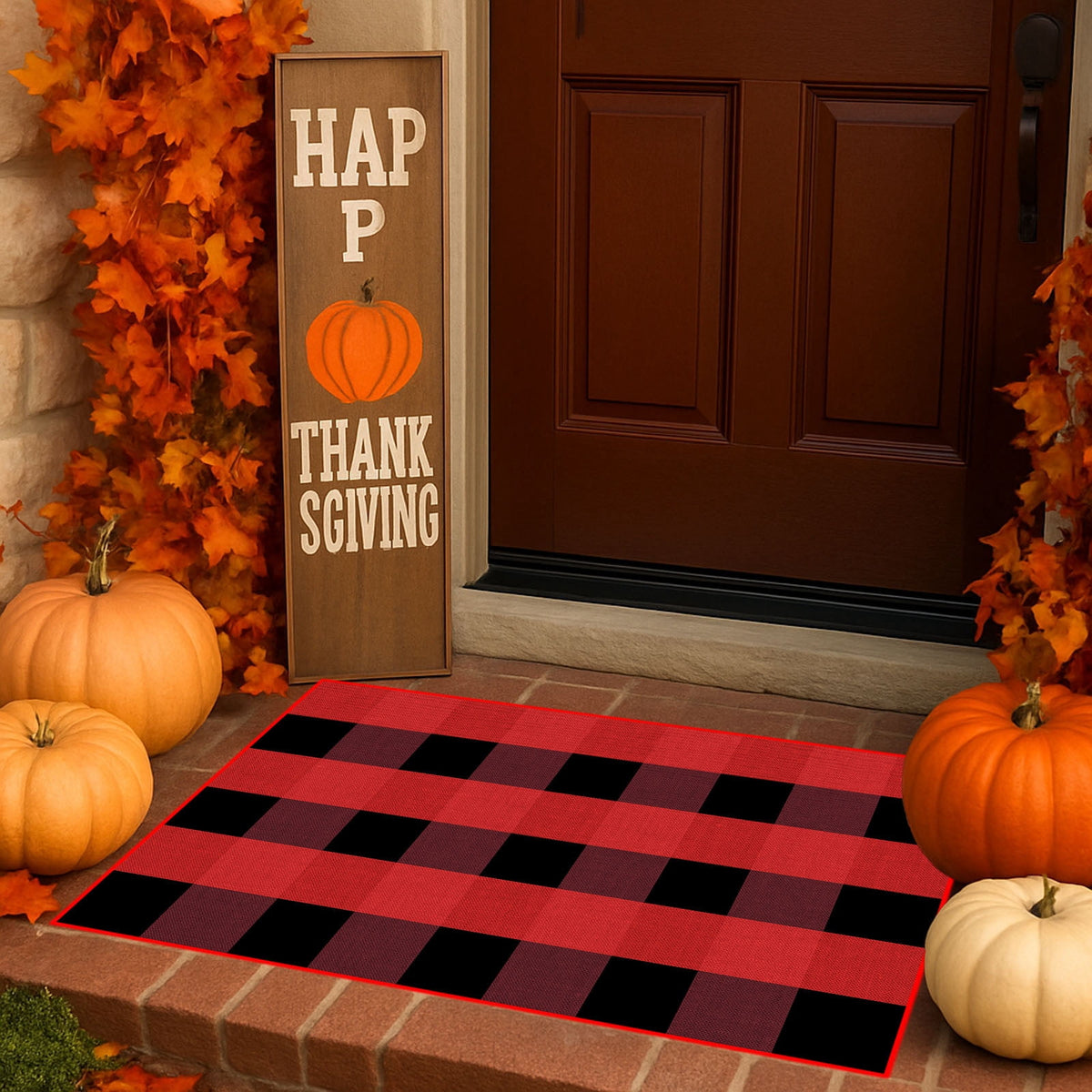 sruoe Halloween Door Mat Durable Non-Slip Halloween Decorations Outdoor, Outdoor Rugs for Patio with Rubber Backing, Front Porch Entryway, Easy Clean Absorbent Fade-Resistant.