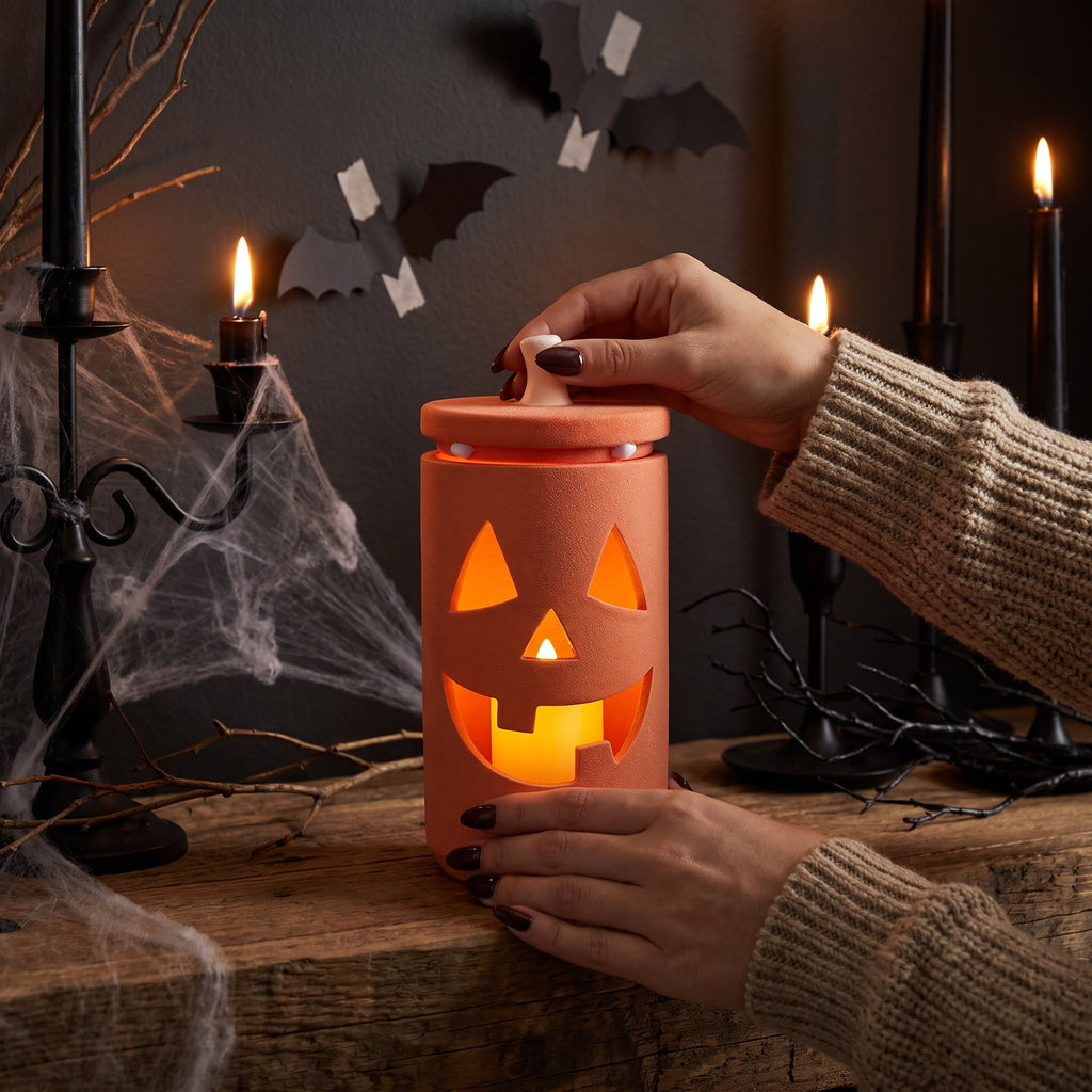 Ceramic Jack-o'-Lantern Jar, Orange, 8", Halloween by Way To Celebrate