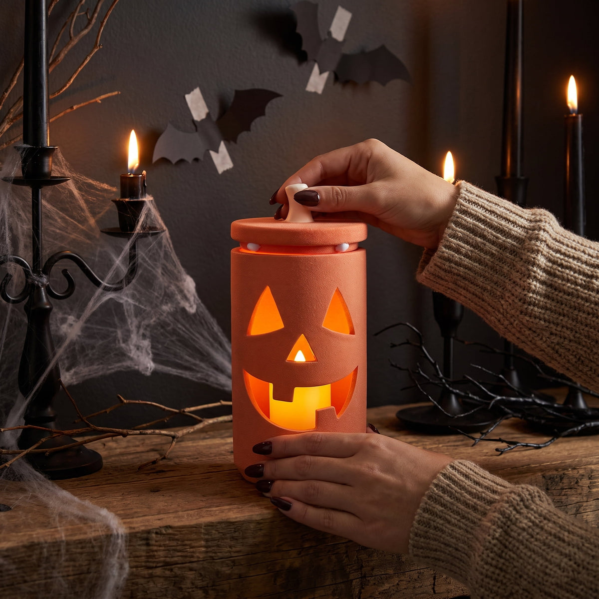 Ceramic Jack-o'-Lantern Jar, Orange, 8", Halloween by Way To Celebrate