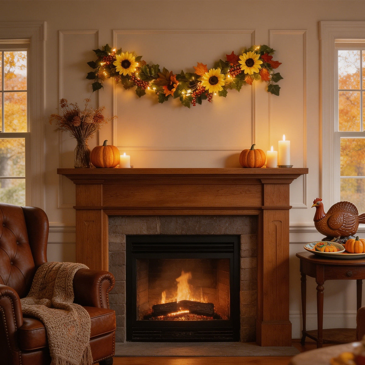 SPOORYYO 2Pcs Fall Maple Leaves Stems for Vase, Artificial Autumn Fake Leaves Decor, Maple Leaf Bushes Shrubs for Thanksgiving Halloween Home Farmhouse Table Centerpiece, 12.99" x 7.87"