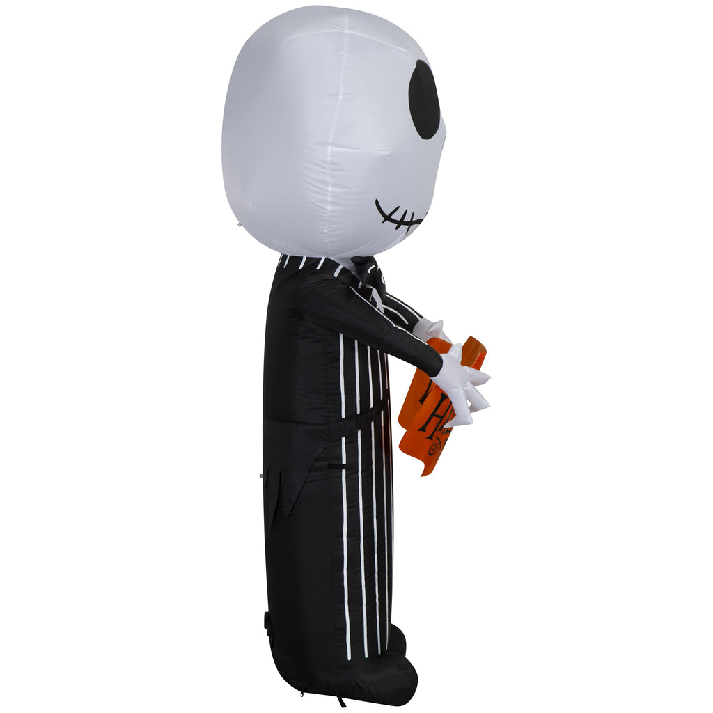 Airblown Halloween Yard Inflatables Light Jack Skellington with Welcome to Halloween Town Sign Disney, 5 ft