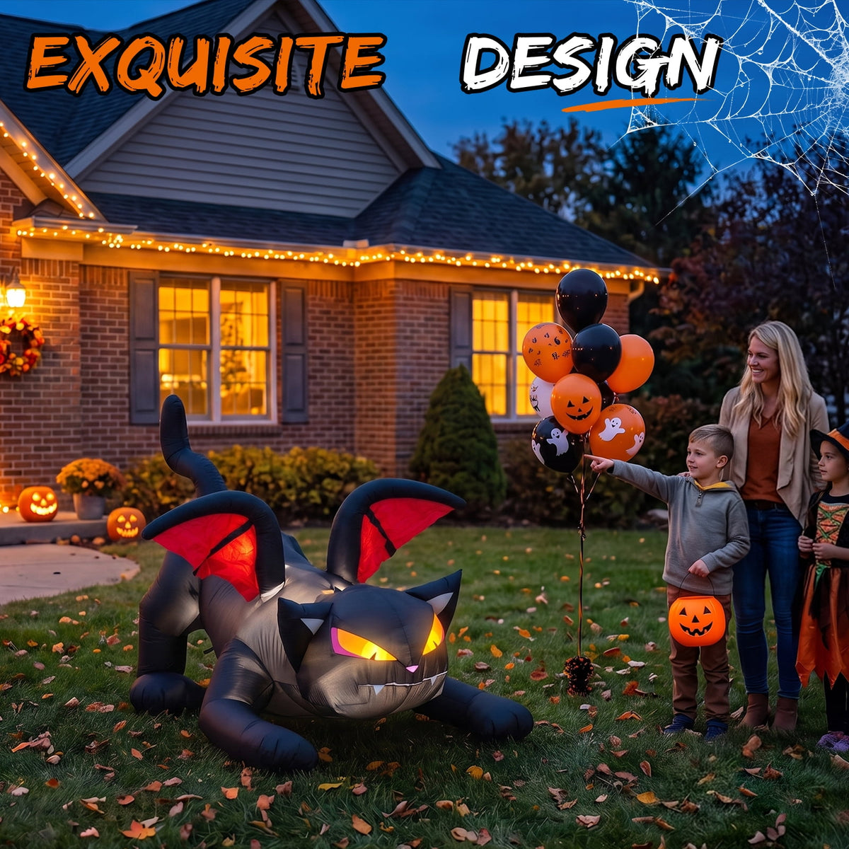 6FT Halloween Inflatable Ghost Pumpkin Decorations with LED Lights, 3 Ghosts Inflatable Yard Decorations for Outdoor Lawn Garden Porch Indoor Party Decorations