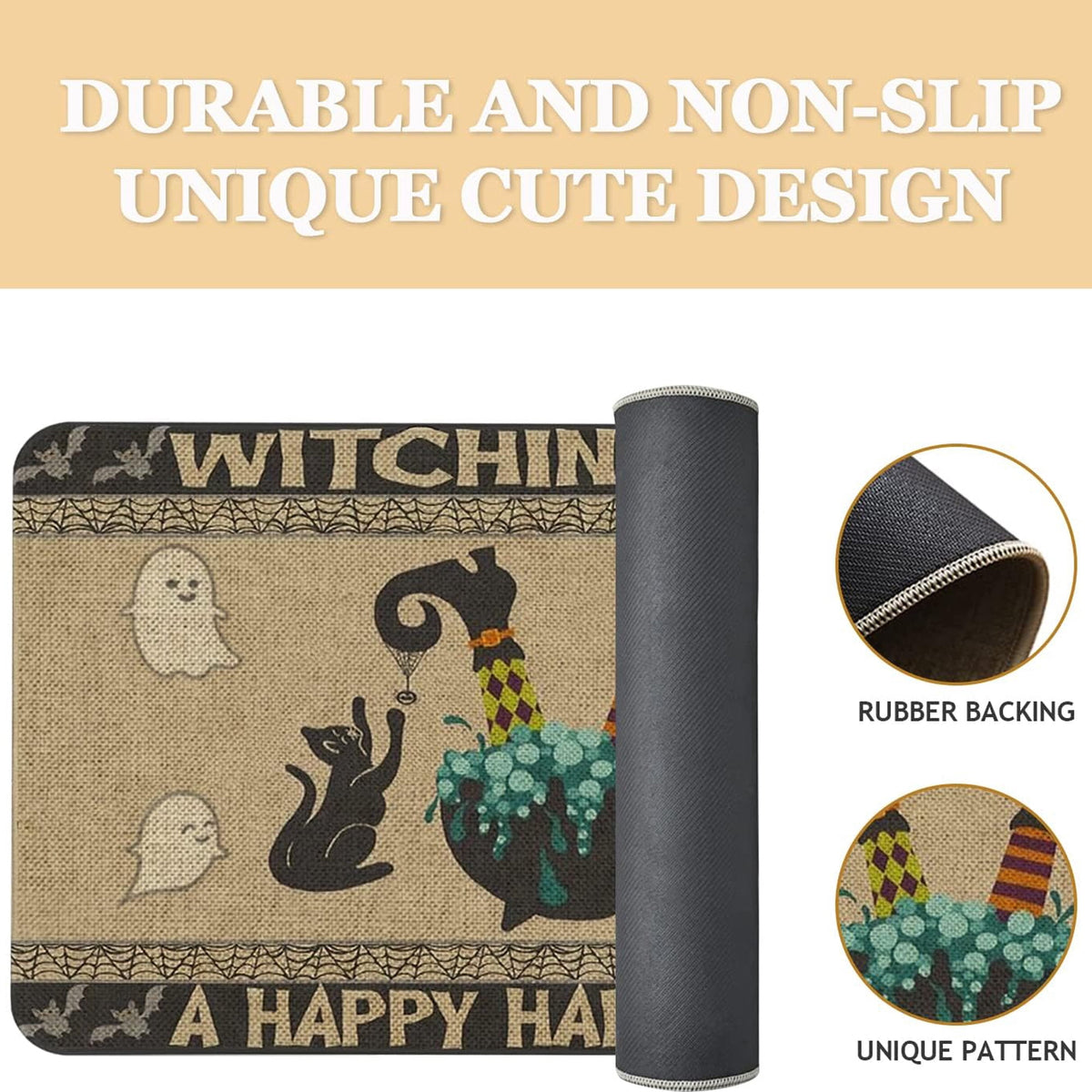 BOOHIT Halloween Door Mat 31x19 Inch Indoor Outdoor Entrance Floor Home Decoration (Witch Feet)