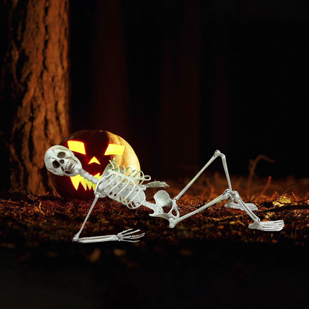 Realistic White Plastic Half Torso Skeleton Tabletop Prop, Detailed Human Half Skeleton Halloween Desktop Decor, Weatherproof Indoor Outdoor Reusable Spooky Party Ornament