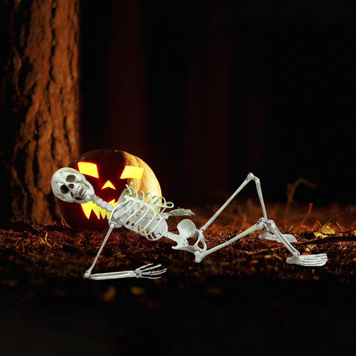 3ft Posable Skeleton Prop, Life Size Full Body Plastic Halloween Skeleton Decor with Movable Joints for Indoor Outdoor Yard and Party Display