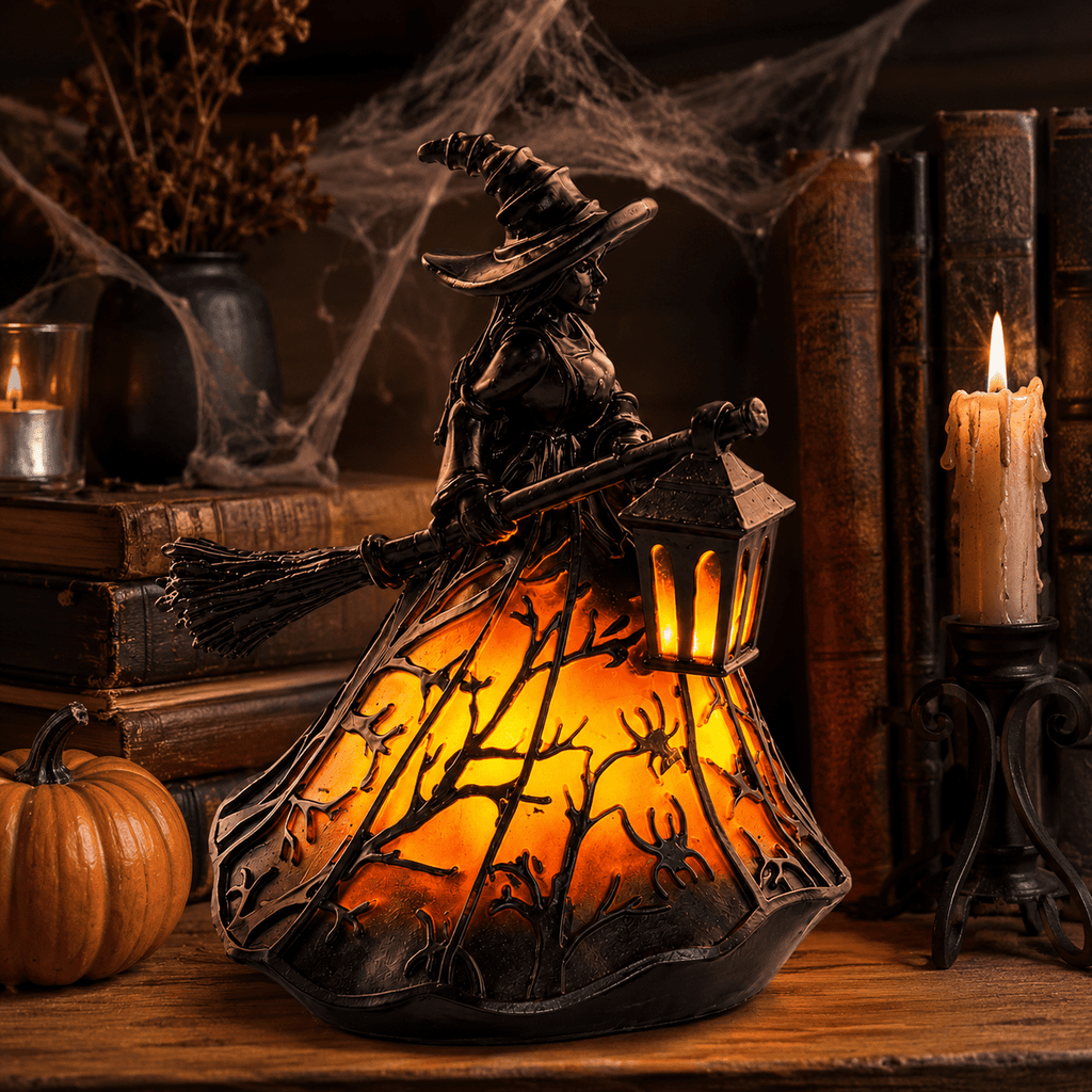 Diceymbol 11.81 Inch Halloween Ghost Night Light, Witch Hat Ghost Lamp with Jack O Lantern, Halloween Decorations Indoor for Table Mantel Party Decor