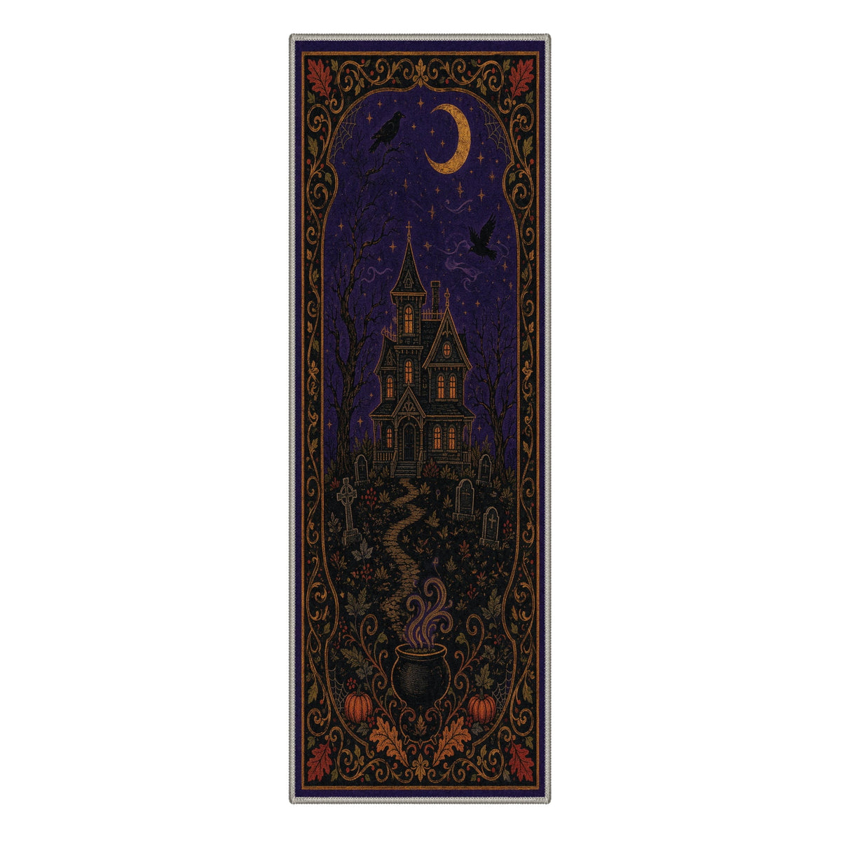 GENIMO 2'x3' Halloween Doormat, Washable Non Slip Soft Vintage Witch Outdoor Door Mat for Front Door Covered Porch Patio Entryway, Burnt Amber