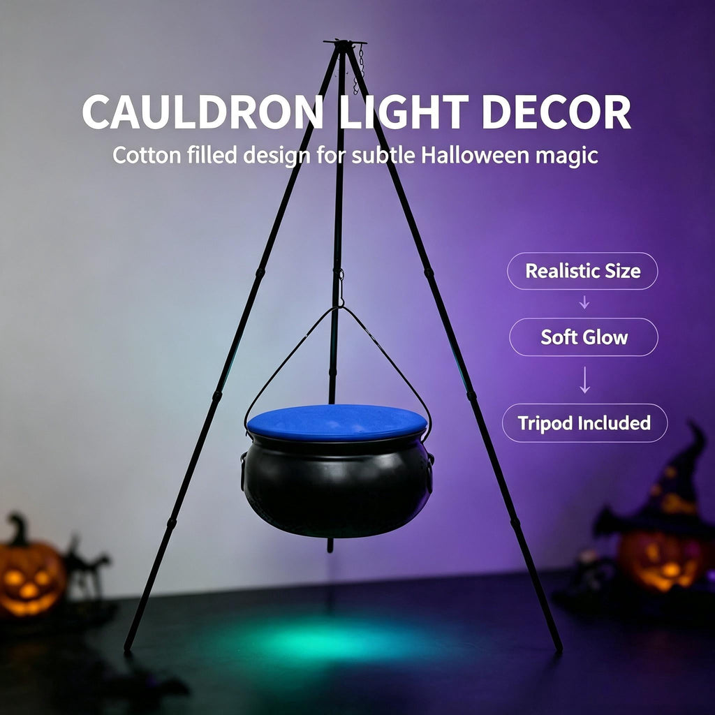 Muecwrye Halloween Decorations Outdoor, Halloween Clearance! Halloween Witches Cauldron on Tripod with Lights, DIY Bubbling Cauldron Set Decor for Home Porch Outside, Halloween Party Supplies