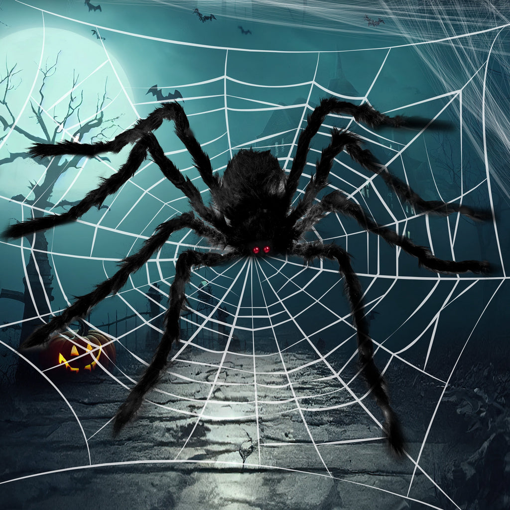 Joyfy 6 Packs Colorful Hairy Giant Spiders Halloween Decorations Outdoor,Multi-Size Outdoor Halloween Spider Decorations for Yard Lawn & Patio (30", 30", 20", 20", 12", 12")