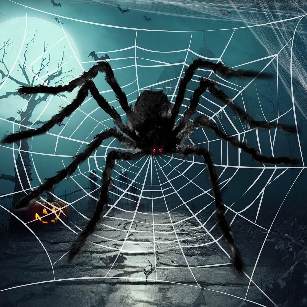 Joyfy 6 Packs Colorful Hairy Giant Spiders Halloween Decorations Outdoor,Multi-Size Outdoor Halloween Spider Decorations for Yard Lawn & Patio (30", 30", 20", 20", 12", 12")