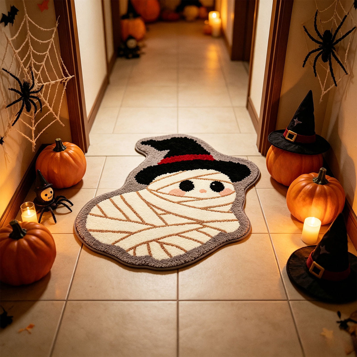 Halloween Ghost Door Mat, Cute Welcome Mat for Front Door Porch Entryway Haunted Outdoor Decor Spooky Decorative Entrance Doormat Non Slip Halloween Rug, 16" x 24"