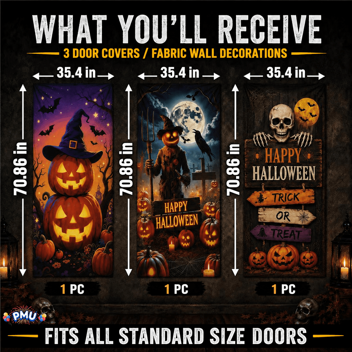PMU Halloween Bathroom Door Cover, Halloween Decor, Door Decor