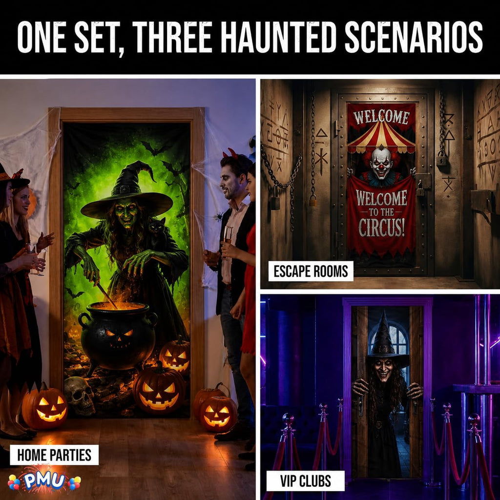 PMU Halloween Bathroom Door Cover, Halloween Decor, Door Decor