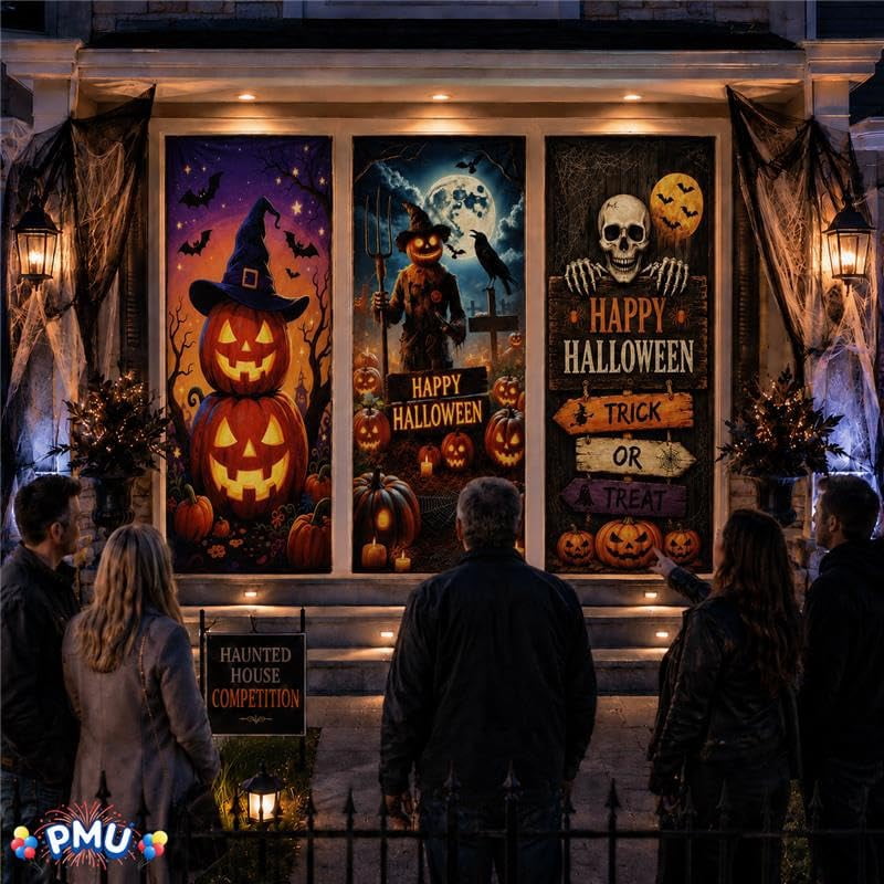 PMU Halloween Bathroom Door Cover, Halloween Decor, Door Decor