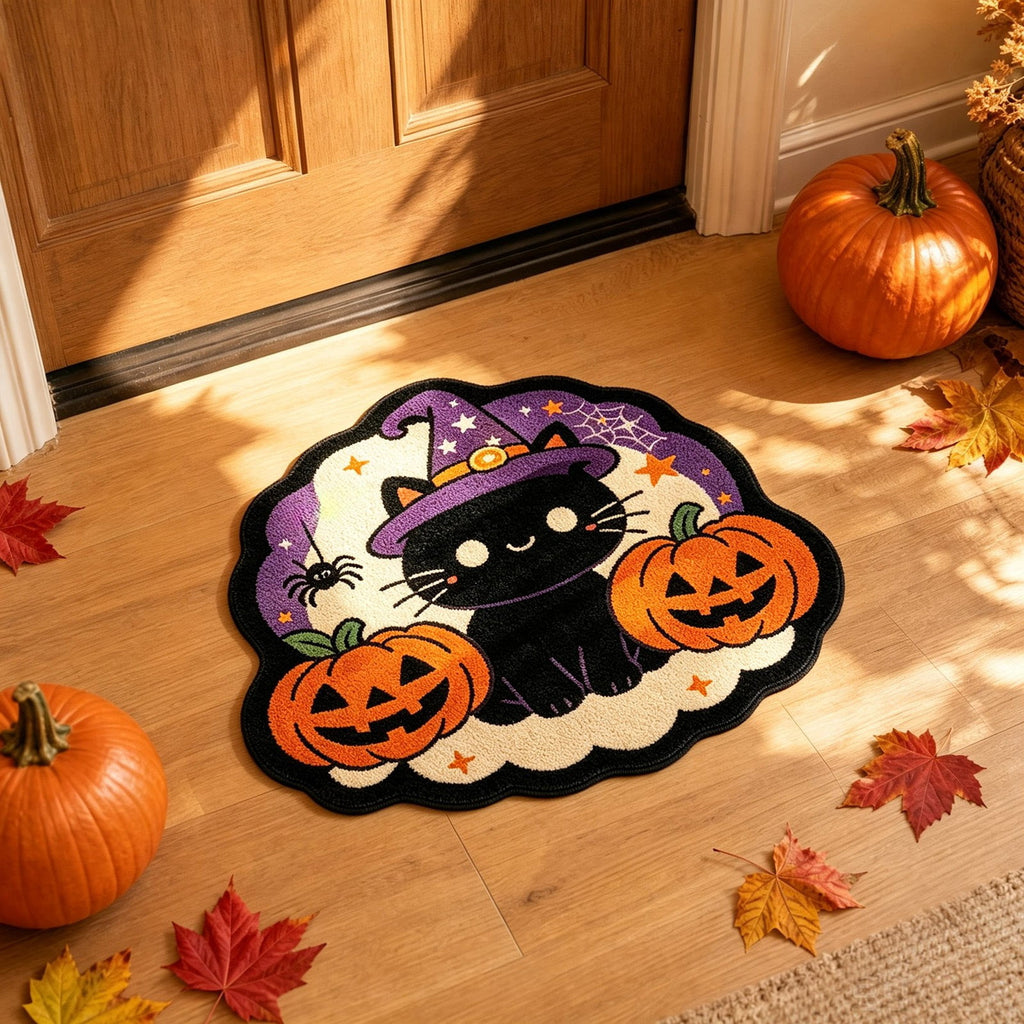 Halloween Door Mat Pumpkin Shaped Non-Absorbent Skidproof Mat 15.75x23.62in Polyester Skidproof & Weather Resistant for Front Door Porch Indoor Outdoor Halloween Door Mat by MPOISVA