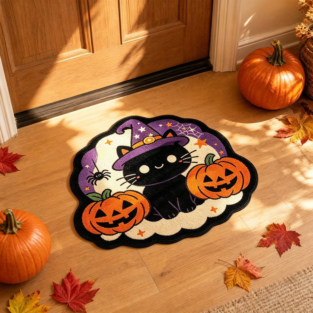 Halloween Door Mat Pumpkin Shaped Non-Absorbent Skidproof Mat 15.75x23.62in Polyester Skidproof & Weather Resistant for Front Door Porch Indoor Outdoor Halloween Door Mat by MPOISVA