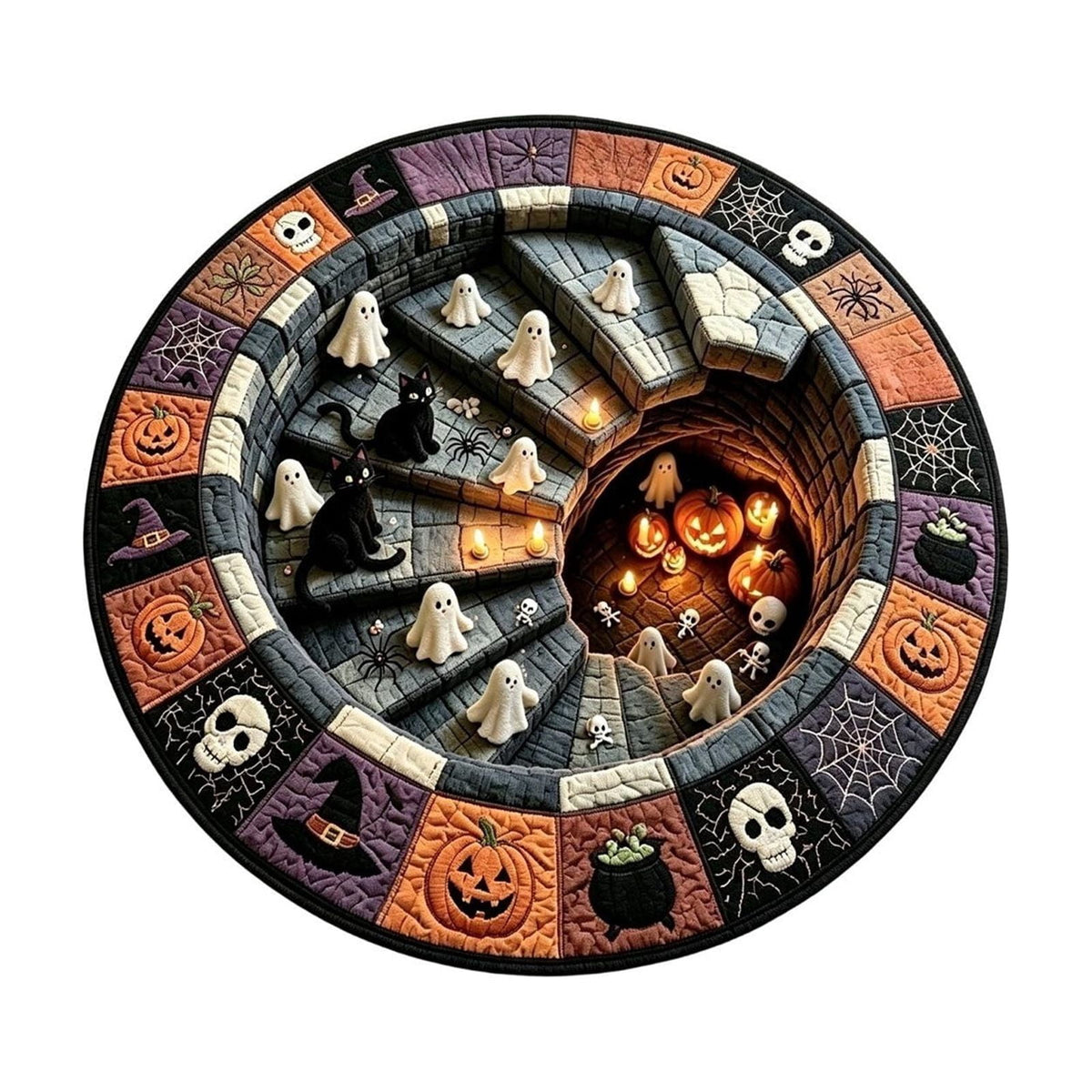 Halloween Wreath Shaped Rugs, Soft Indoor Mat for Entryway, Kitchen, Halloween Party, Pumpkin Witch Spooky Home Decor, 23.62x15.75 Inches