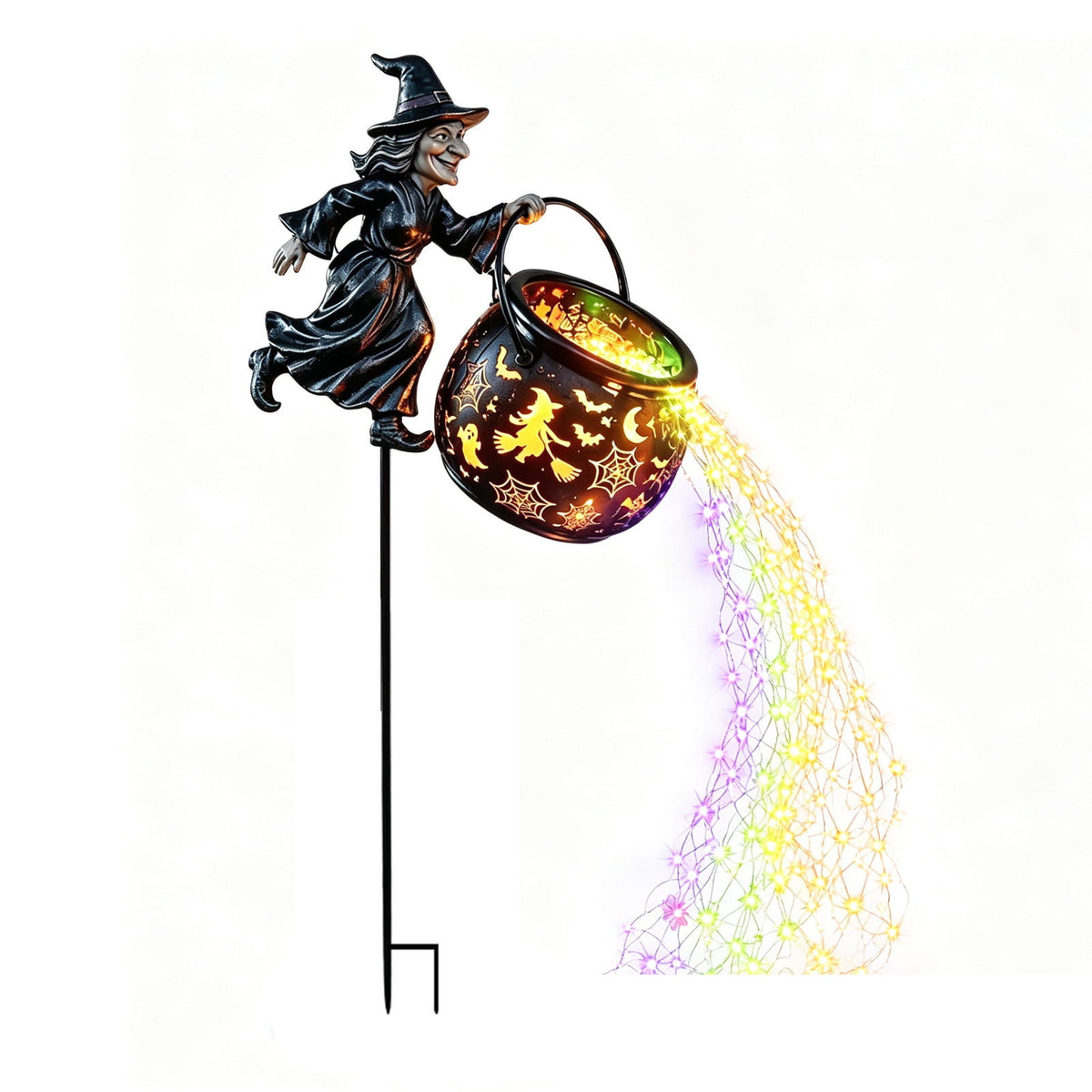 Solar Halloween Garden Stake Light, Bats & Spooky Ghosts Waterproof Solar Lantern Stake with Hanging Pumpkin, Outdoor Halloween Yard Decor for Garden Patio Lawn Pathway