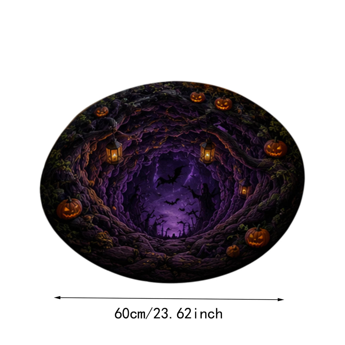 Win s Way 3D Illusion Round Halloween Rug Optical Illusion Doormat Non- Washable Entryway Decor Spooky Fall Front Door Mat for Party Decoration Available in 15.8/23.6/31.5 Inch