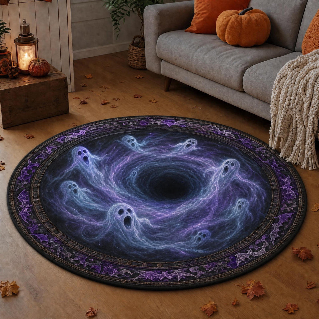 Win s Way 3D Illusion Round Halloween Rug Optical Illusion Doormat Non- Washable Entryway Decor Spooky Fall Front Door Mat for Party Decoration Available in 15.8/23.6/31.5 Inch