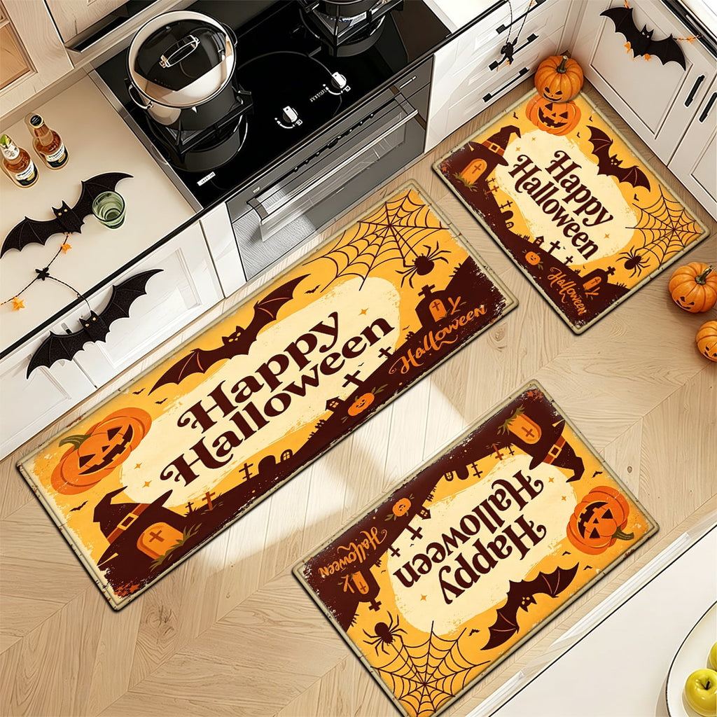 YIMEIS Halloween Orange Pumpkin Lantern Soft Non-slip 1Pc Flannel Mat and Kitchen Rugs,16''x24'',for Bathroom Entryway Bedroom
