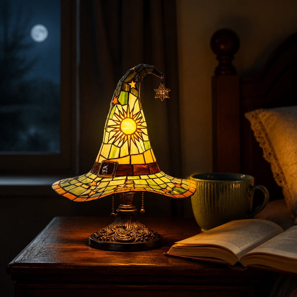 Clearance Witch Hat Lamp, Halloween Nigh Light Handcrafted Retro Resin Witch Hat Light, Usb Powered, Gothic Halloween Decorations for Bedroom