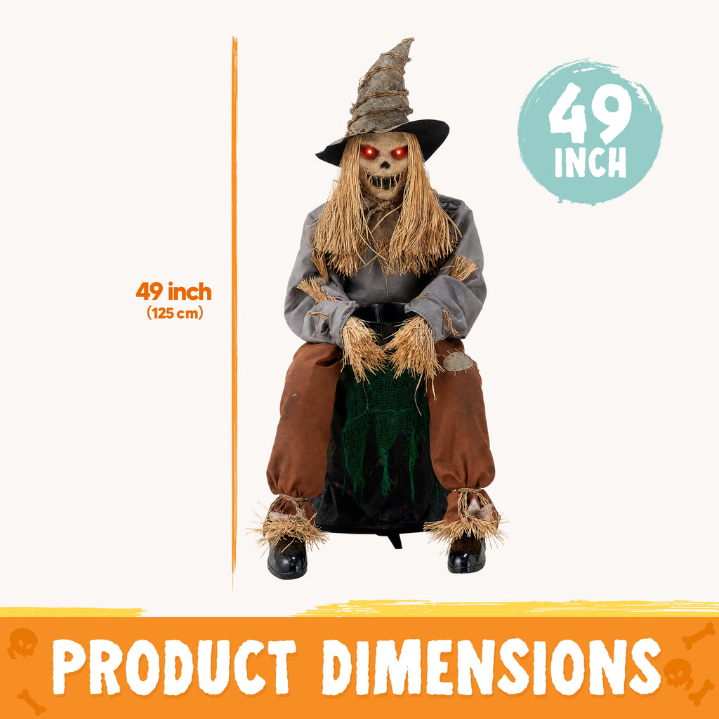 Joyfy 6.2 FT (74.8") Halloween Decoration Outdoor Animatronic Ghost Doctor, Sound Activated Life-Size Standing Ghost with Rotating Head, LED Eyes & Lantern, for Scary Haunted House,Yard Decor