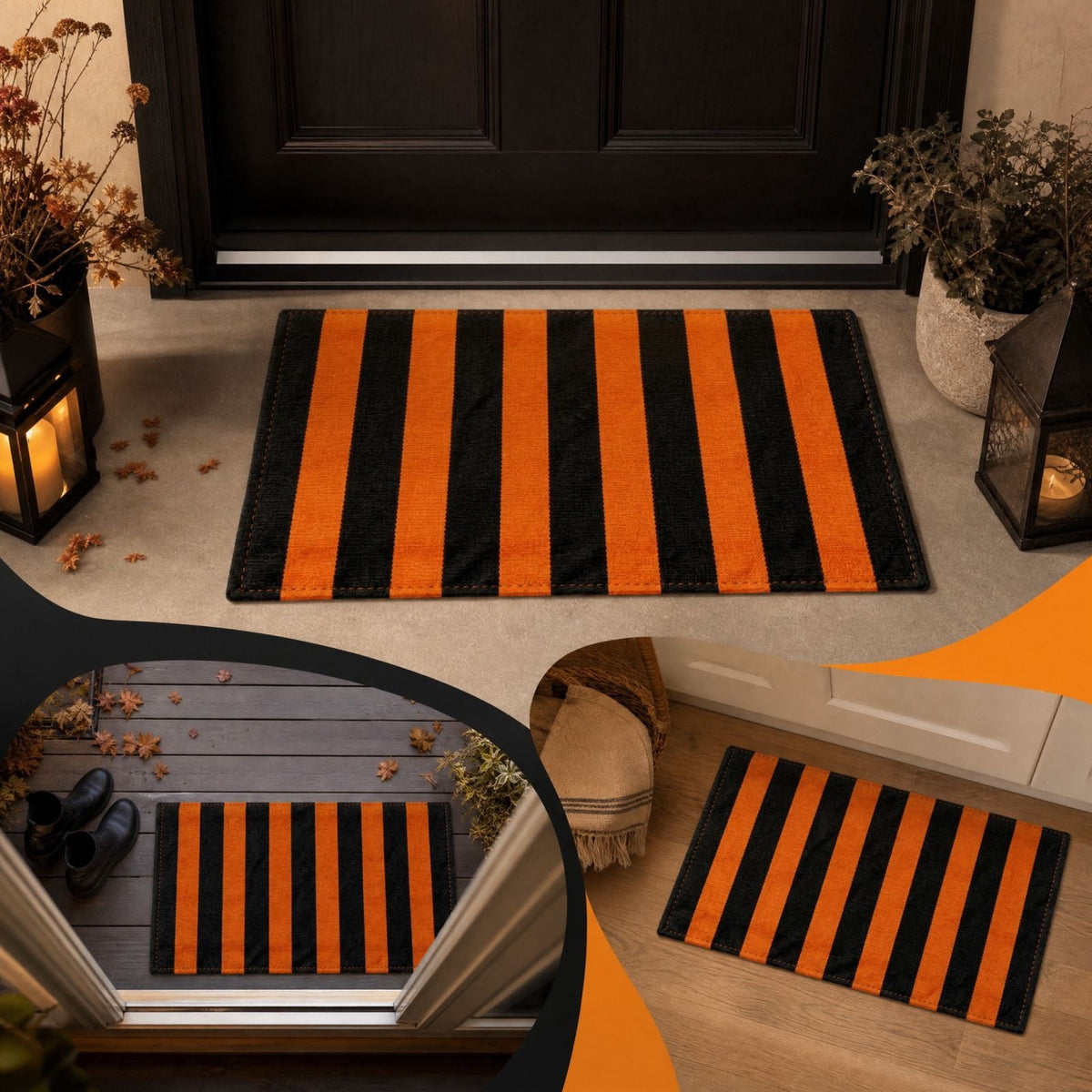 Front Door Mat Indoor Outdoor Entrance Rug, Semicircular Entrance Mat, Half Round Waterproo Non-Slip Durable Rubber Doormat for Garage, Patio, 29.5 inch