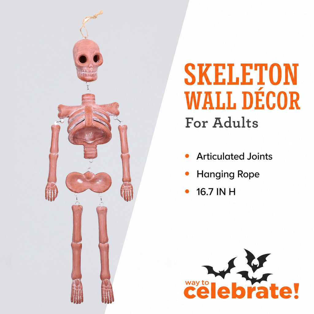 Skeleton Wall Decoration, Terracotta, 16.7", Halloween by Way To Celebrate