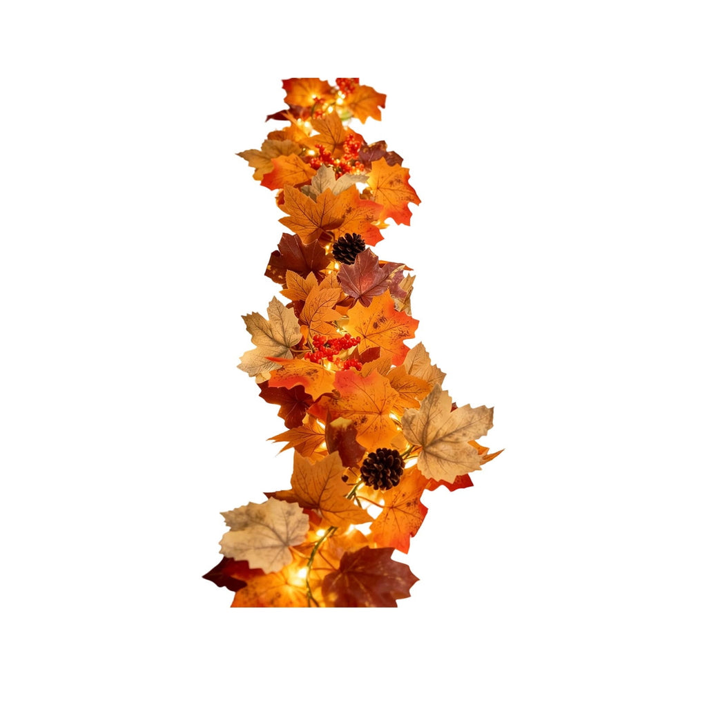 Fall Decorations for Home, 71 inch Fall Garland with Lights, Glowing Artificial Maple Leaves Home Decor Thanksgiving and Halloween, Bright colors