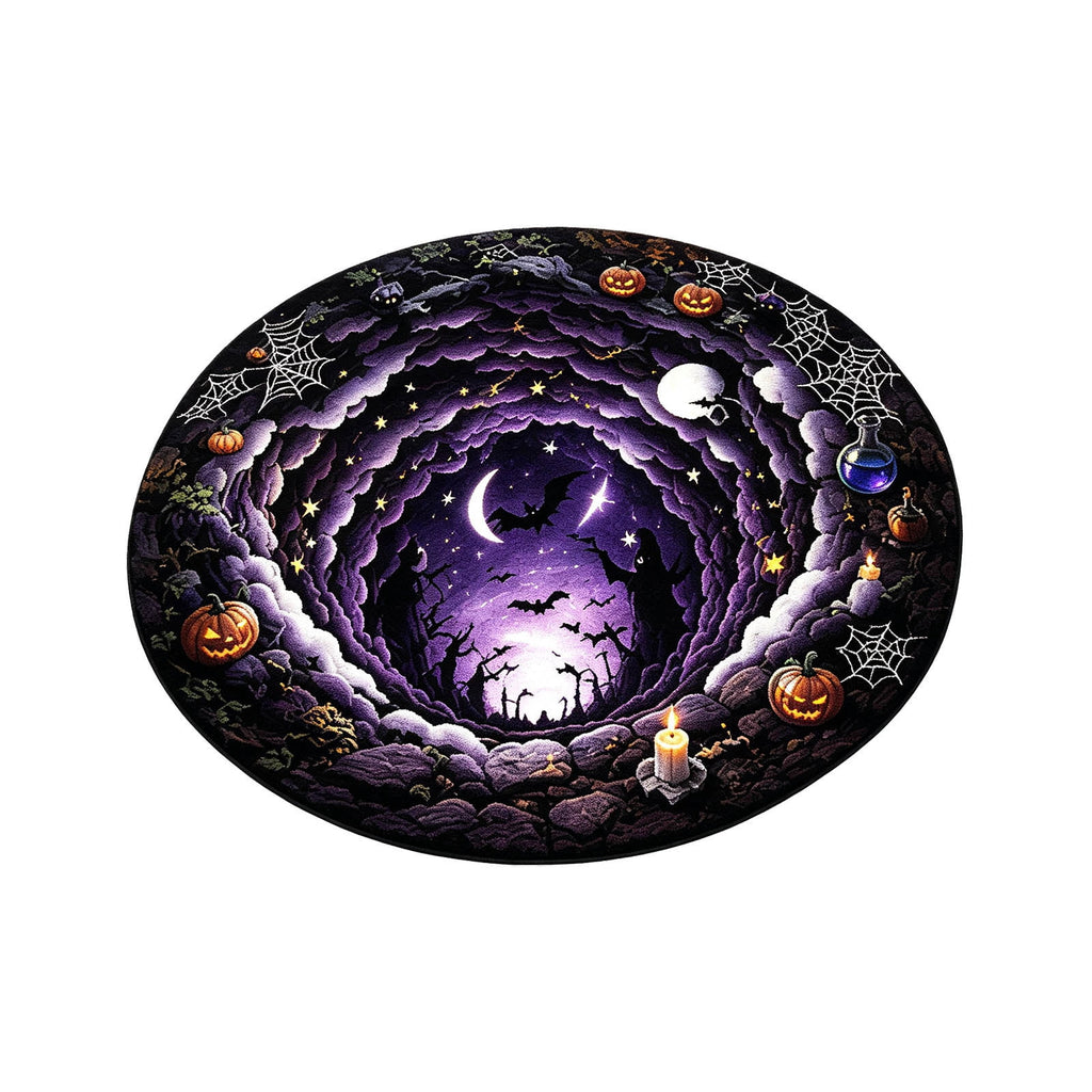 Win s Way 3D Illusion Round Halloween Rug Optical Illusion Doormat Non- Washable Entryway Decor Spooky Fall Front Door Mat for Party Decoration Available in 15.8/23.6/31.5 Inch