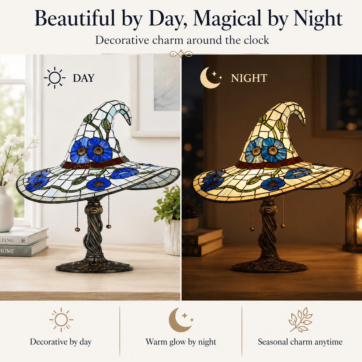 Diceymbol 11.81 Inch Halloween Ghost Night Light, Witch Hat Ghost Lamp with Jack O Lantern, Halloween Decorations Indoor for Table Mantel Party Decor