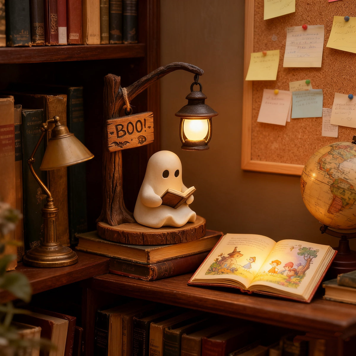 Halloween Ghost Night Light, Cute Ghost Playing The Guitar Lamp, Ghost Warm Lighted Figurine Lamps for Party Bedroom Study Room Home Dorm, Halloween Decor Indoor