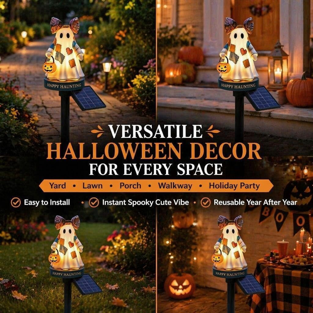 Clearance Halloween Solar Black Cat & Pumpkin Moon Garden Stake Light, Outdoor Waterproof LED Yard Decoration with Crescent Moon, Hanging Jack-o'-Lantern Lantern for Garden, Patio, Walkway, Porch