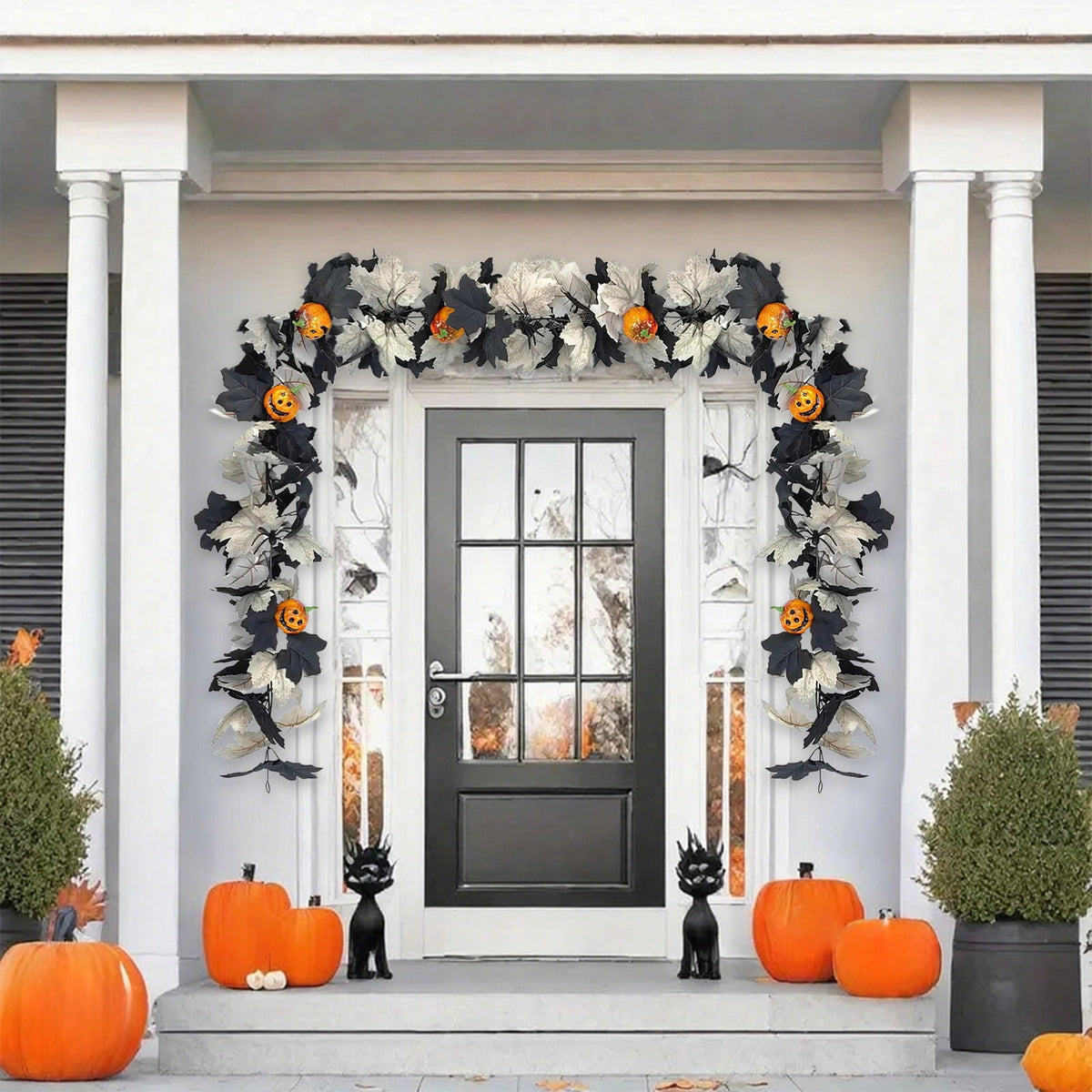 Halloween Garland, Halloween Garland Decor, 68.9in Halloween Wreath, Seasonal Decor, Black Garland, Fall Wreath, Halloween Wall Decor, Home Decoration, Halloween Decorations Indoor