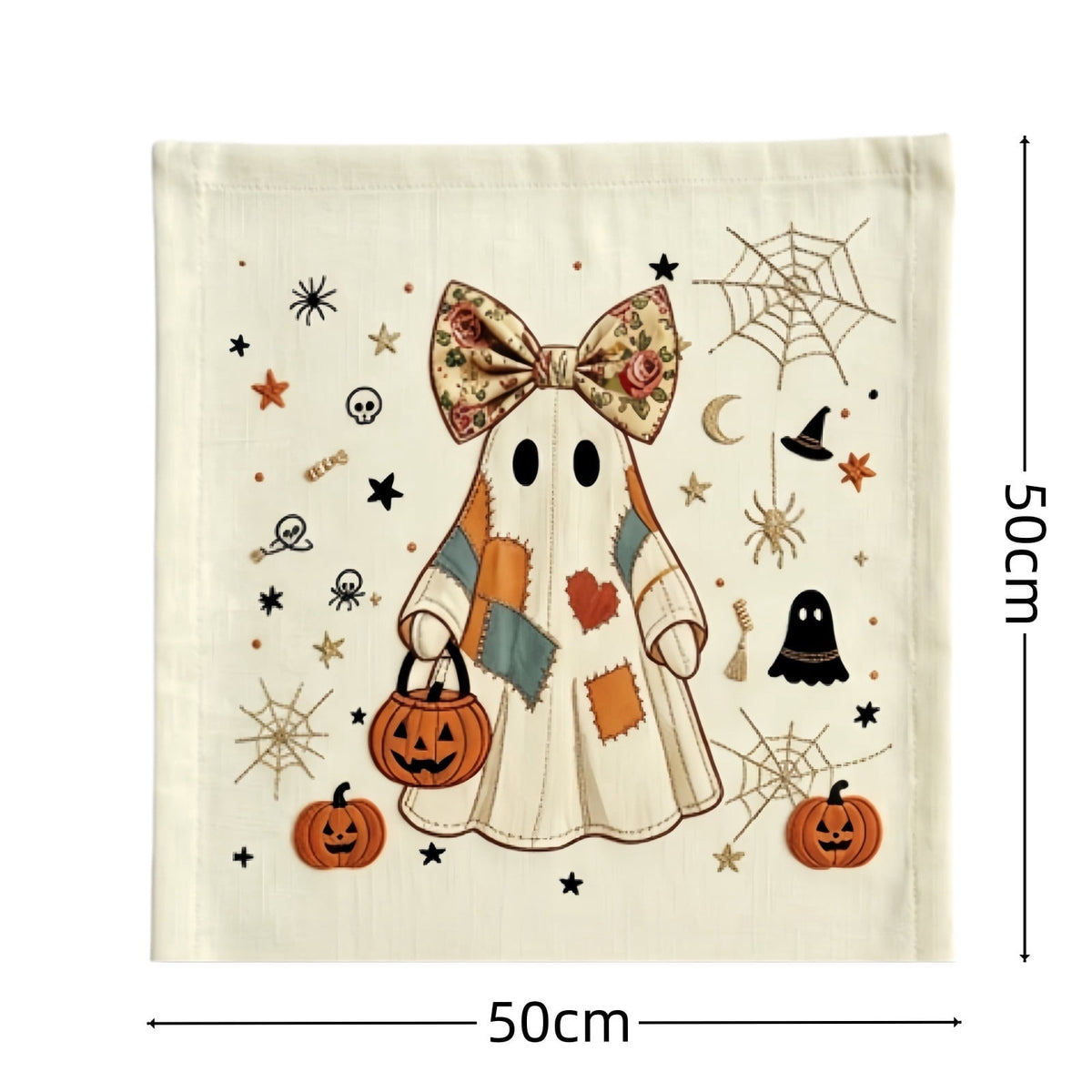 Cute Reading Ghost Plush Throw Pillow, Halloween Book & Pumpkin Bucket Ghost Stuffed Cushion, Spooky Season Decorative Pillow, for Sofa, Bedroom, Party Decor
