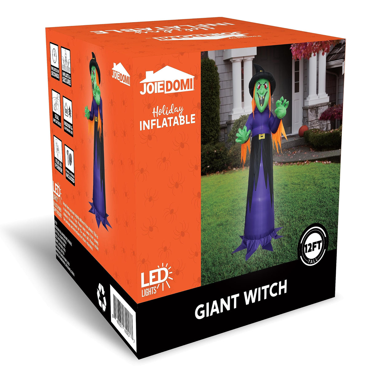 Joyfy 9 ft Halloween Inflatables Pumpkin Skeleton Decorations with Built-in LED Lights,Large Blow Up Decoration for Yard Lawn Garden Indoor Outdoor, Pumpkin Skeleton Inflatable Decoration