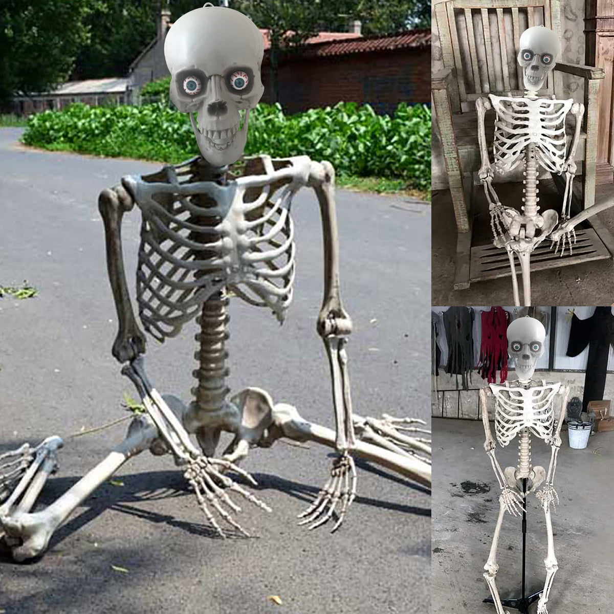 Realistic White Plastic Half Torso Skeleton Tabletop Prop, Detailed Human Half Skeleton Halloween Desktop Decor, Weatherproof Indoor Outdoor Reusable Spooky Party Ornament