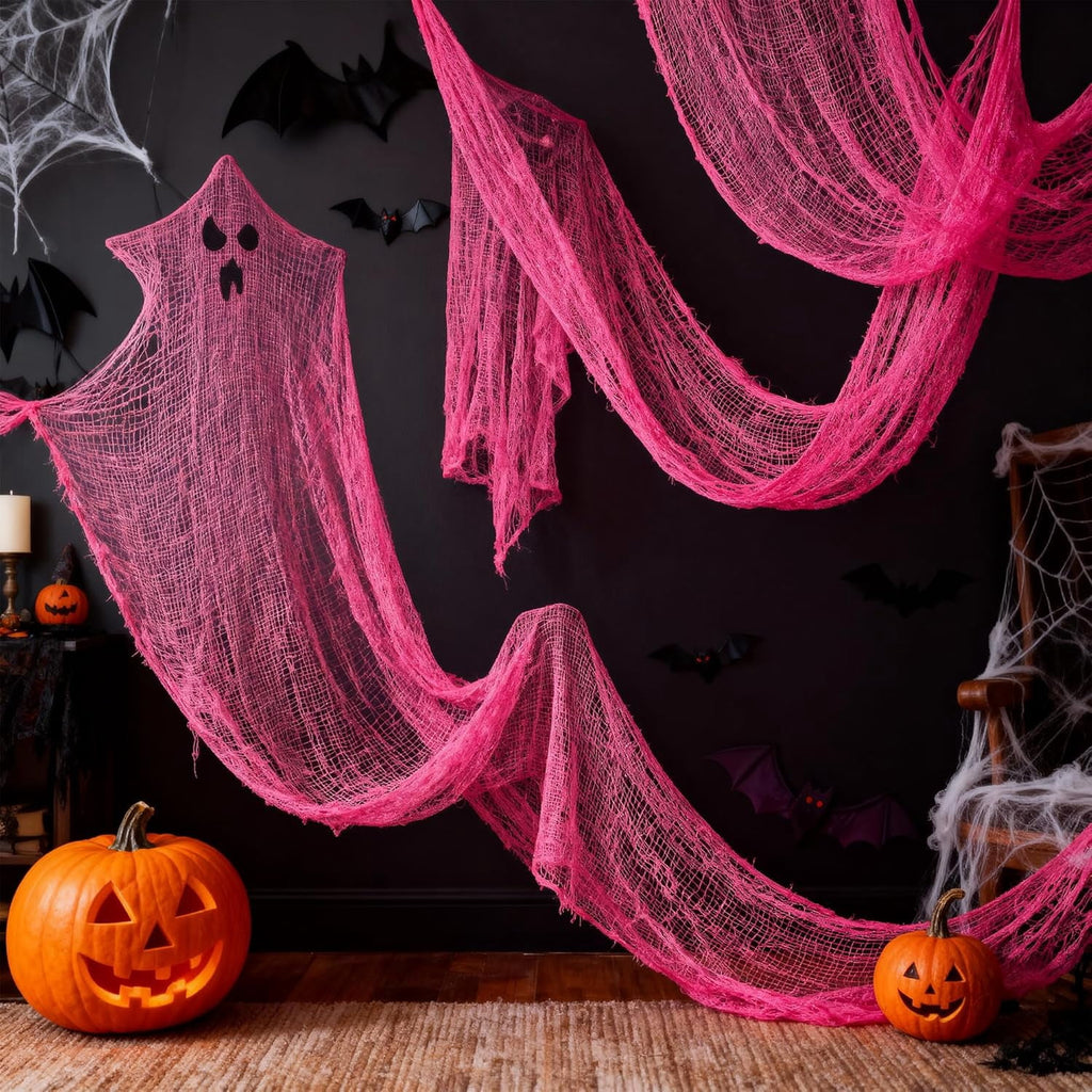 CQHVKQ 5 Pack of Halloween Creepy Gauze Cloth Decoration Set, Indoor Outdoor Black Scary Halloween Gauze Tapestry Decor, Spooky Decorations for Home, Yard, Haunted House & Party Supplies, 72" x 30"