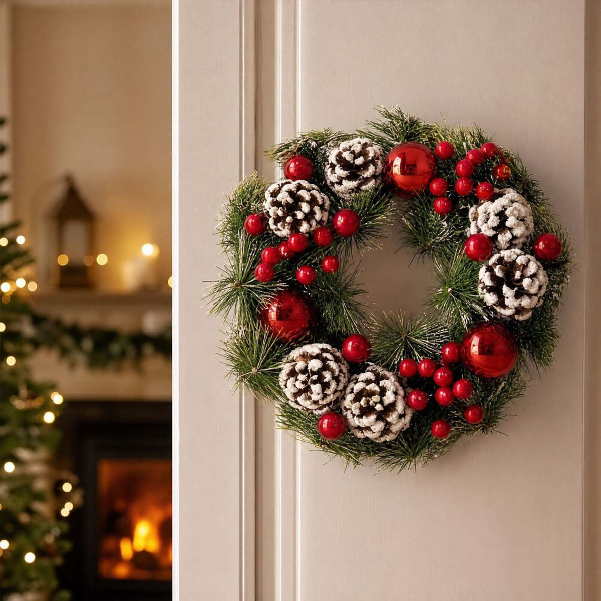 Nkmbld 4th of July Wreaths for Front Door, Independence Day Wreath Red White Blue Flower Wreath for Independence Day Memorial Day Flag Day Decor
