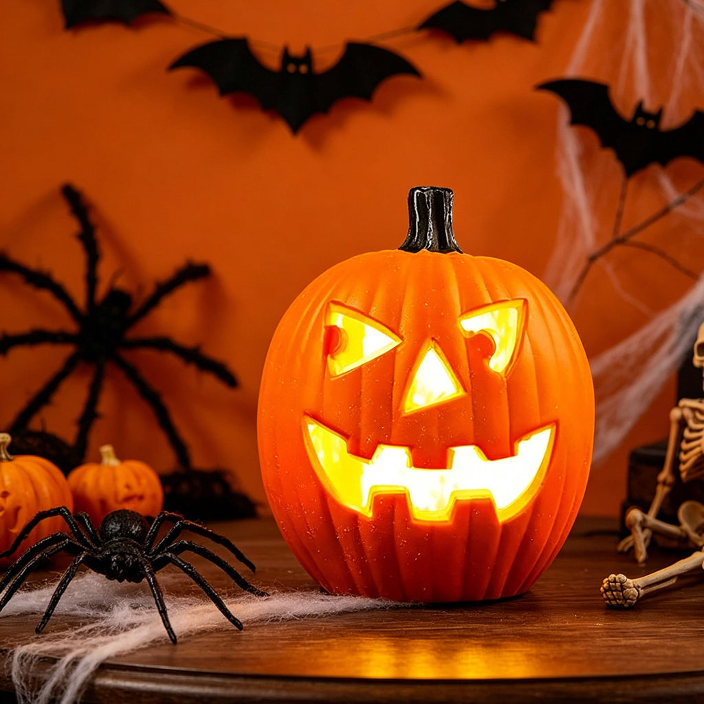 Large LED Lighted Halloween Pumpkin, Weather-Resistant Blow Mold Jack O Lantern Decoration for Outdoor Yard, Porch, Storefront, and Commercial Holiday Displays