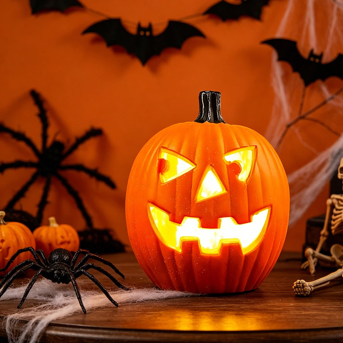 Large LED Lighted Halloween Pumpkin, Weather-Resistant Blow Mold Jack O Lantern Decoration for Outdoor Yard, Porch, Storefront, and Commercial Holiday Displays