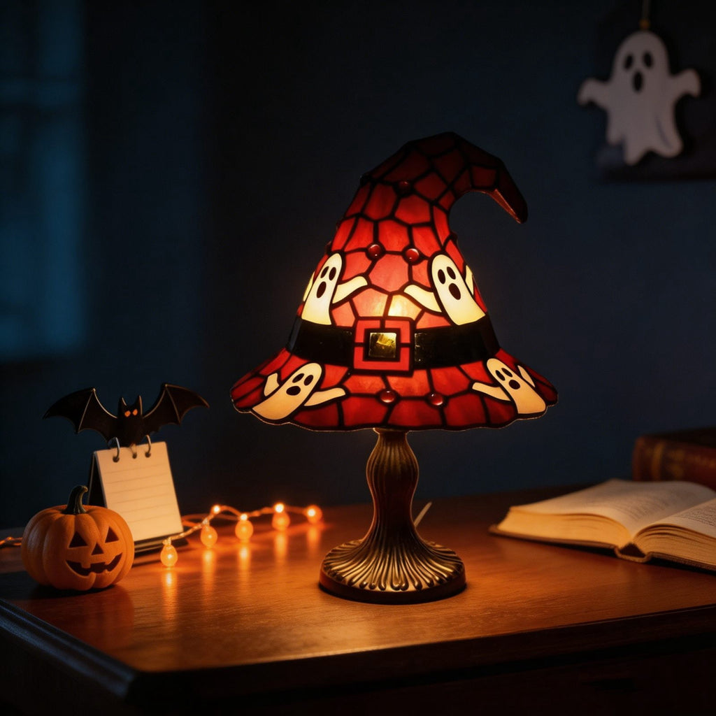 Clearance Witch Hat Lamp, Halloween Nigh Light Handcrafted Retro Resin Witch Hat Light, Usb Powered, Gothic Halloween Decorations for Bedroom