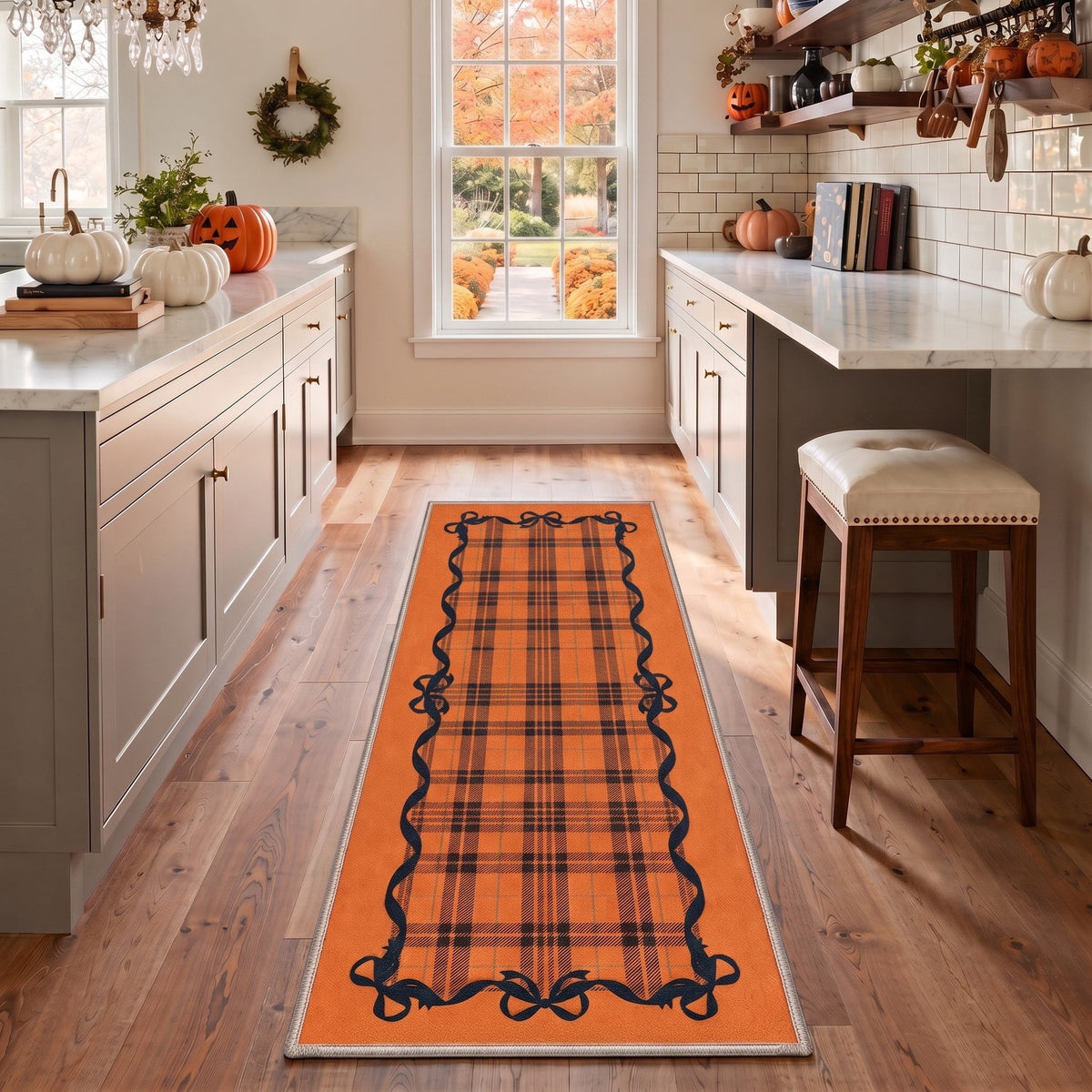 KUETH 3'x5' Halloween Machine Washable Area Rug, Non-Slip Rugs for Living Room, Bedroom and Dining Room, Orange