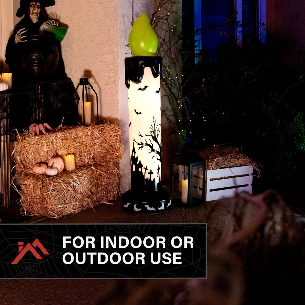 Haunted Hill Farm Halloween Blow Mold Flicker Wick Candle Warm White 3.3-Ft.